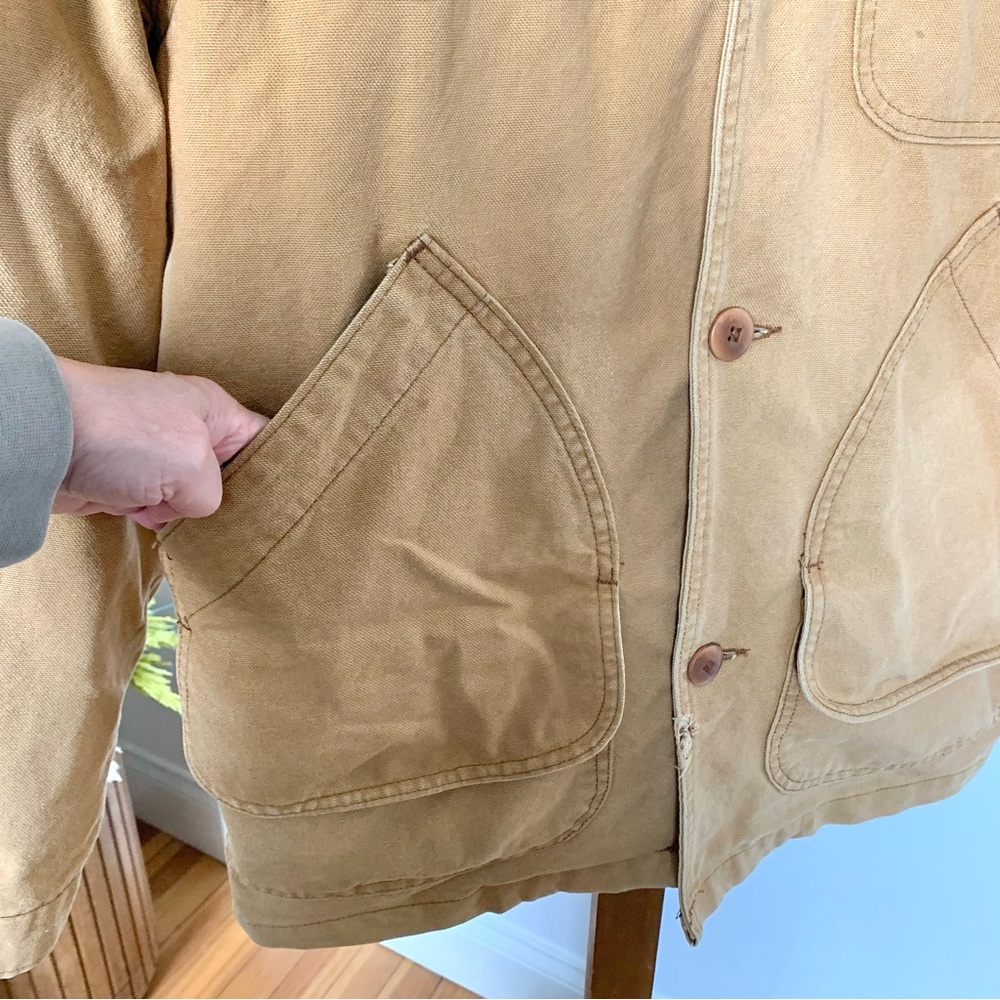Vintage LL Bean Field Coat Barn Jacket & Primaloft Liner Tan Brown USA - Picture 10 of 16